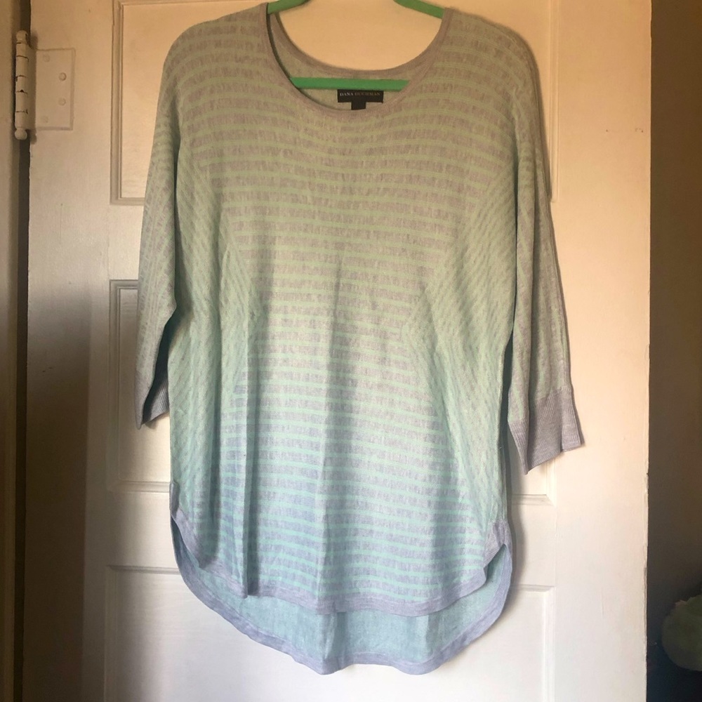 Dana Buchman Mint Gray Colorblock Sweater Size XL Soft Knit